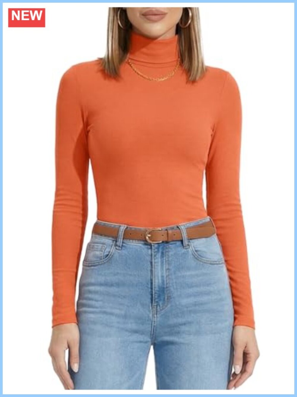 Ribbed Turtleneck Long Sleeve Slim Fit Base Layer Top